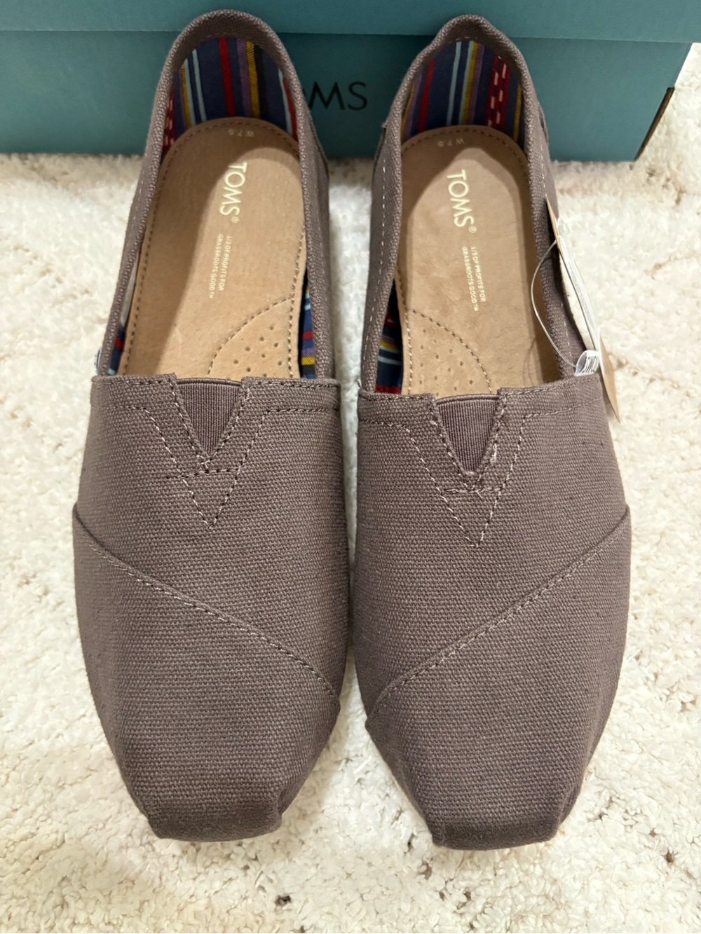 TOMS Slip-On Canvas Shoes - Taupe Brown